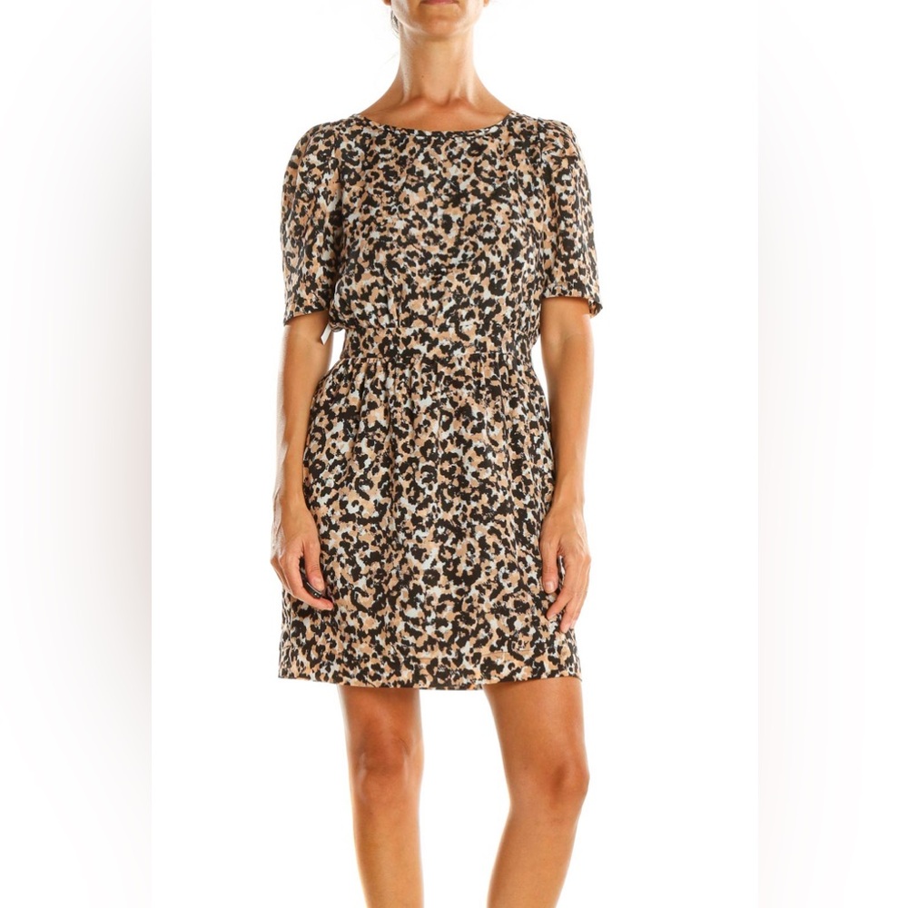 BCBGeneration leopard print mini dress with puff sleeves